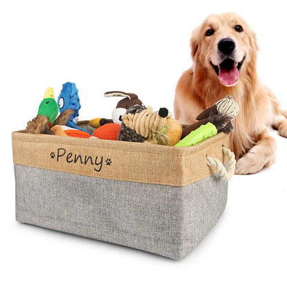 Personalized Dog Toy Basket Free Print Pet Storage Box Cat DIY Custom Name Toys Clothes Accessories Organize Storage