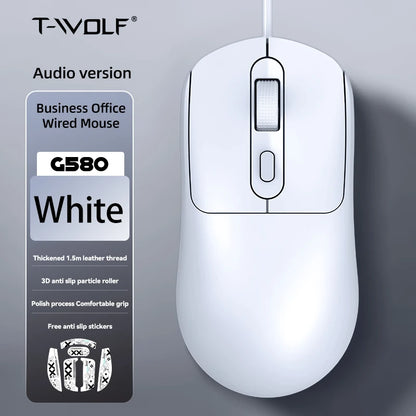 Hot Sale T-WOLF Personalized Mouse G580 Wired Office Mouse 4D Business Normal Mouse Mice for Laptop Desktop