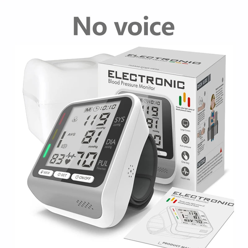 Medical Digital Wrist Blood Pressure Monitor Heart Rate Pulse Meter Measure Sphygmomanometer PR LCD Screen Portable Health Care
