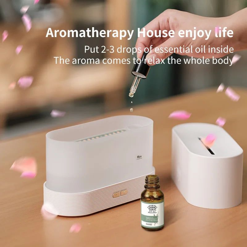 Minigo Best Sales USB Ultrasonic Flame Humidifier Led Colorful Fire Flame Aroma Oil Diffuser