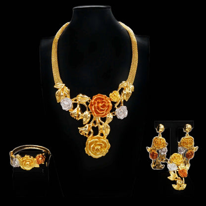Zhuerrui High Quality Big Brazilian Gold Jewelry Set Classic Wedding Party Accessories Jewelry Italian Lady Necklace Sets H0085