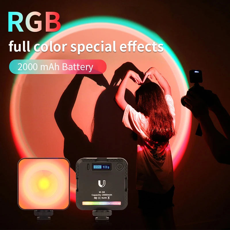 RGB Video Light LED Sunlight Rainbow Projection Magnetic Design For Photography Self Lighting Photo Studio Live TikTok Fill Lamp