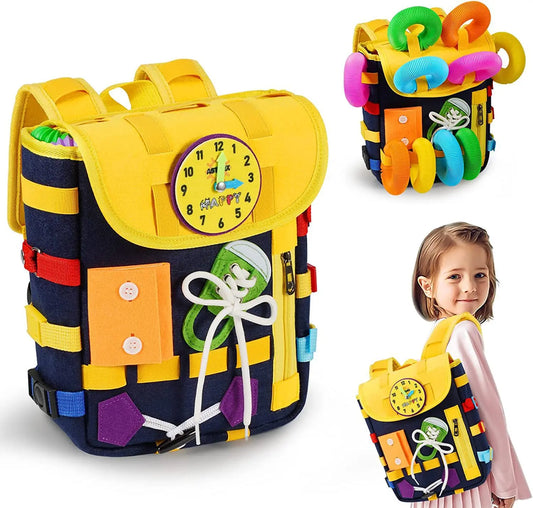 Hot Sale Montessori Backpack Cartoon Educational Toy Backpack for Boys Girls Zipper Gift for Autistic Toddlers Aged 1-5 Years