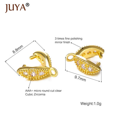Juya Copper Inlaid Zircon Pinch Bails DIY Supplies For Jewelry Wholesale Crystal Pendant Clip Clasps Clamping Bale Accessories