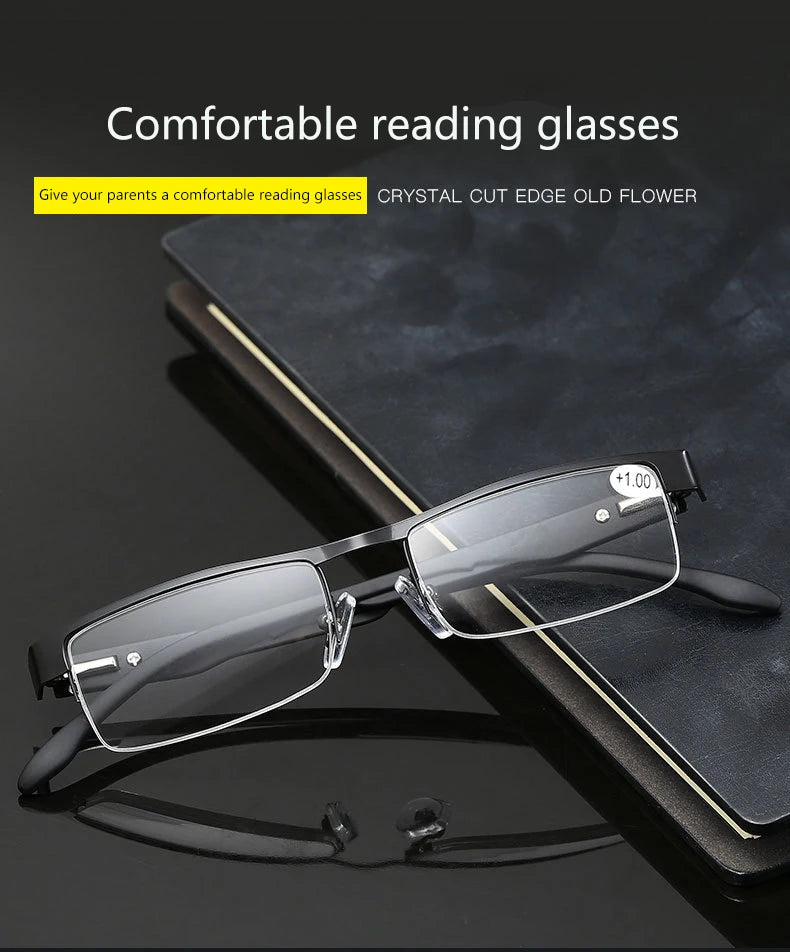 High Quality Men Titanium Alloy Eyeglasses Non Spherical 12 Layer Coated Lenses Reading Glasses+1.0 +1.5 +2.0 +2.5 +3.0 +3.5+4.0