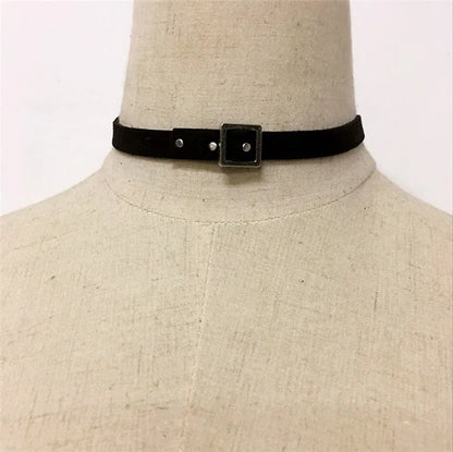 Chocker Gothic Punk Style Black Fake Leather Choker Necklaces Women Crew Neck Necklace Female Party Jewelry Party Gifts Trinkets
