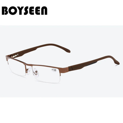 High Quality Men Titanium Alloy Eyeglasses Non Spherical 12 Layer Coated Lenses Reading Glasses+1.0 +1.5 +2.0 +2.5 +3.0 +3.5+4.0