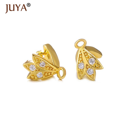 Juya Copper Inlaid Zircon Pinch Bails DIY Supplies For Jewelry Wholesale Crystal Pendant Clip Clasps Clamping Bale Accessories