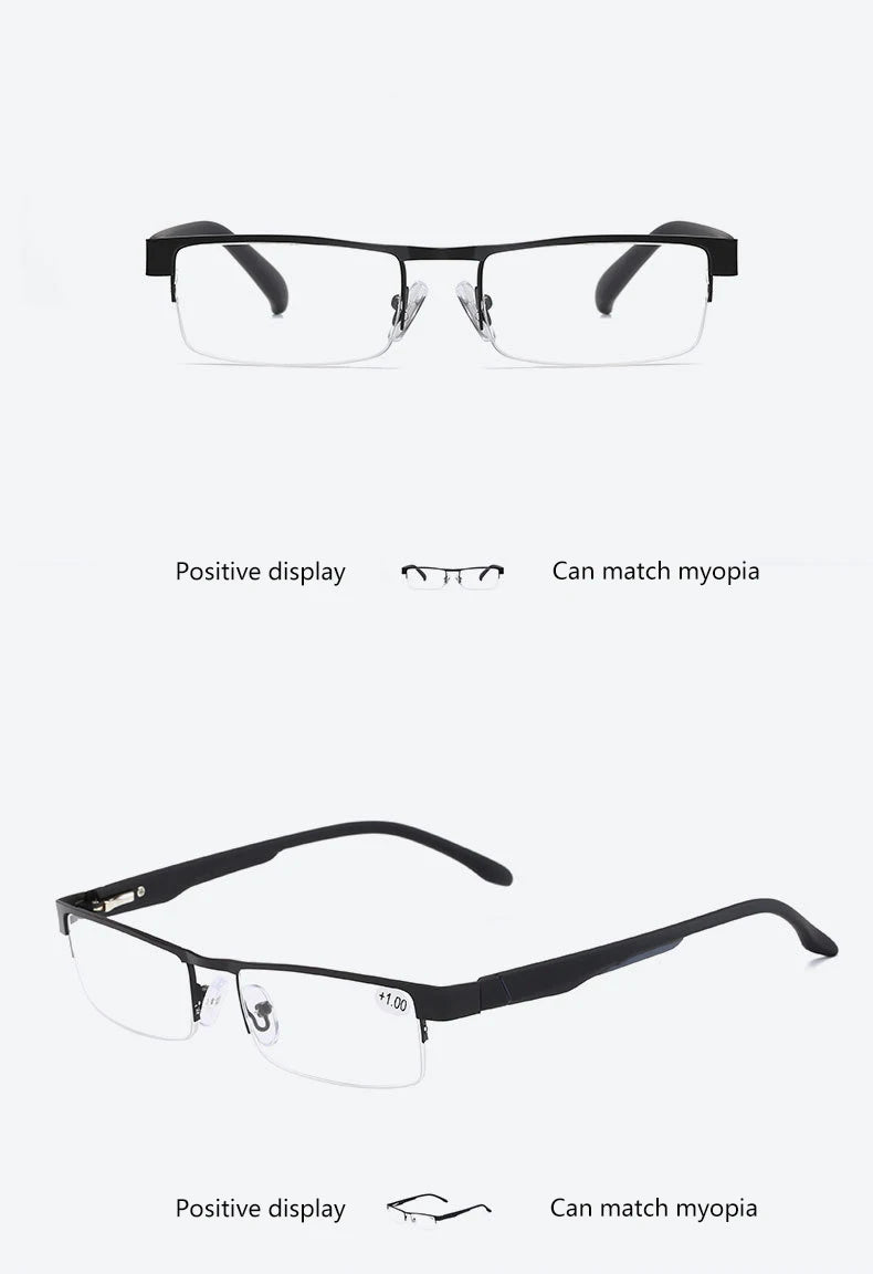 High Quality Men Titanium Alloy Eyeglasses Non Spherical 12 Layer Coated Lenses Reading Glasses+1.0 +1.5 +2.0 +2.5 +3.0 +3.5+4.0