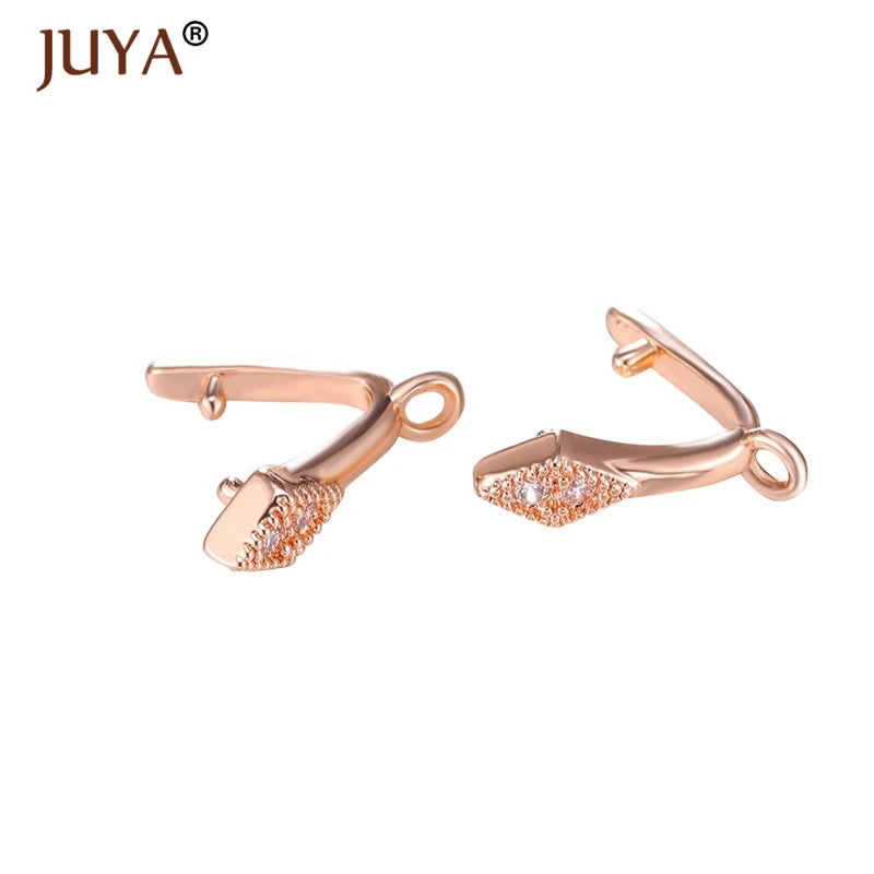 Juya Copper Inlaid Zircon Pinch Bails DIY Supplies For Jewelry Wholesale Crystal Pendant Clip Clasps Clamping Bale Accessories