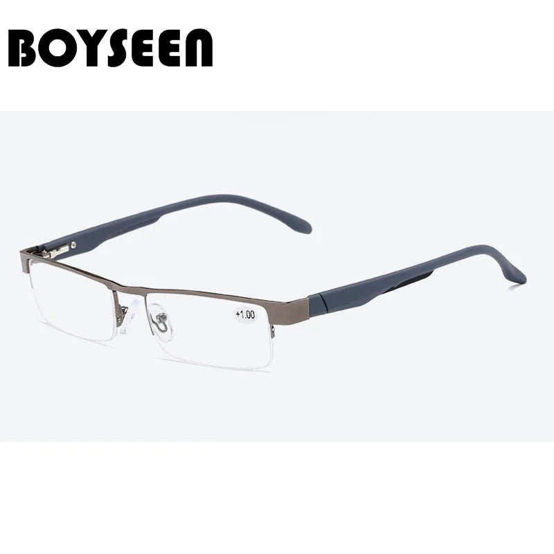 High Quality Men Titanium Alloy Eyeglasses Non Spherical 12 Layer Coated Lenses Reading Glasses+1.0 +1.5 +2.0 +2.5 +3.0 +3.5+4.0