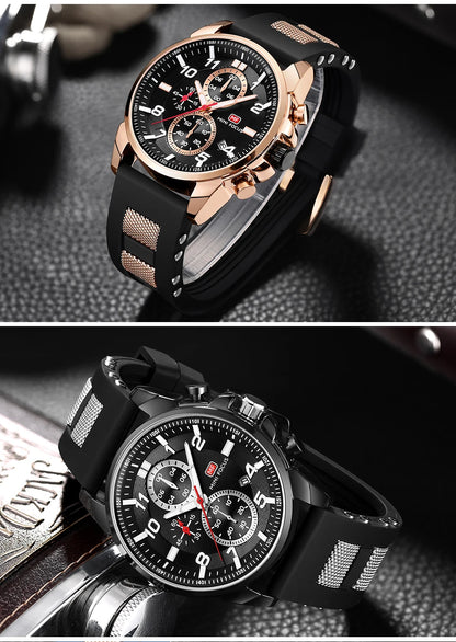 MINI FOCUS Chronograph Quartz Watches Men Blue Silicone Army Sport Top Brand LuxuryWristwatch Man Relogios Masculino Clock 0268