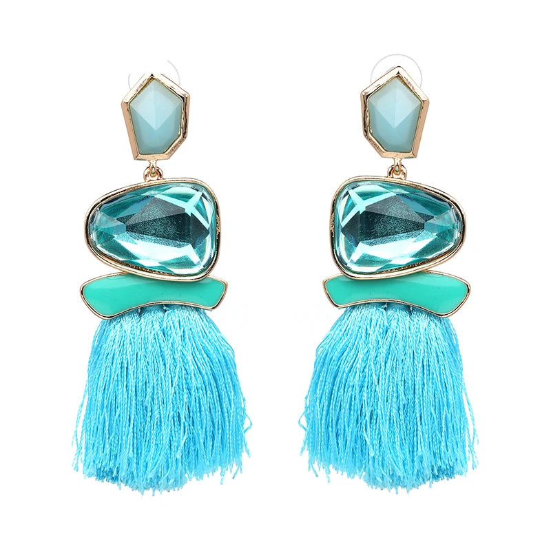 JURAN Bohemia Multicolored Tassel Earrings For Women Fashion Party Jewelry Fringe Dangle Earrings Statement Brincos 2024 Trend