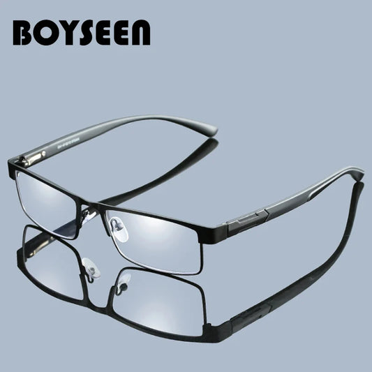 BOYSEEN Men Titanium alloy Reading Glasses Non spherical 12 Layer Coated lenses Retro Business Hyperopia Prescription Eyeglasses