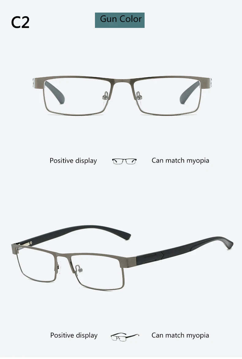 BOYSEEN Men Titanium alloy Reading Glasses Non spherical 12 Layer Coated lenses Retro Business Hyperopia Prescription Eyeglasses