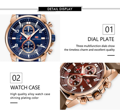 MINI FOCUS Chronograph Quartz Watches Men Blue Silicone Army Sport Top Brand LuxuryWristwatch Man Relogios Masculino Clock 0268