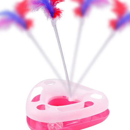 Cute Spring turntable Cat Training Toy Funny Tranining Amusement Turntable Feather Cat Toys Small Dog Interactive Pet Supplies