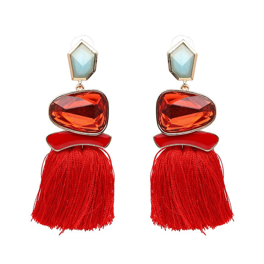 JURAN Bohemia Multicolored Tassel Earrings For Women Fashion Party Jewelry Fringe Dangle Earrings Statement Brincos 2024 Trend