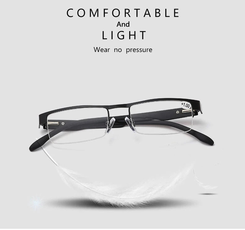 High Quality Men Titanium Alloy Eyeglasses Non Spherical 12 Layer Coated Lenses Reading Glasses+1.0 +1.5 +2.0 +2.5 +3.0 +3.5+4.0