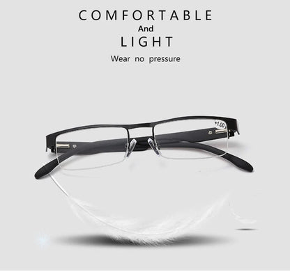 High Quality Men Titanium Alloy Eyeglasses Non Spherical 12 Layer Coated Lenses Reading Glasses+1.0 +1.5 +2.0 +2.5 +3.0 +3.5+4.0