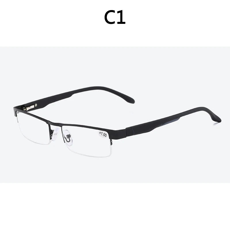 High Quality Men Titanium Alloy Eyeglasses Non Spherical 12 Layer Coated Lenses Reading Glasses+1.0 +1.5 +2.0 +2.5 +3.0 +3.5+4.0