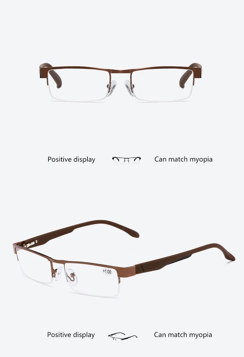 High Quality Men Titanium Alloy Eyeglasses Non Spherical 12 Layer Coated Lenses Reading Glasses+1.0 +1.5 +2.0 +2.5 +3.0 +3.5+4.0