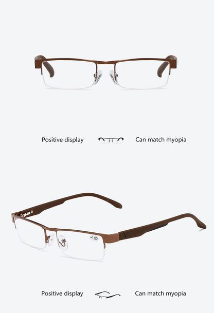 High Quality Men Titanium Alloy Eyeglasses Non Spherical 12 Layer Coated Lenses Reading Glasses+1.0 +1.5 +2.0 +2.5 +3.0 +3.5+4.0