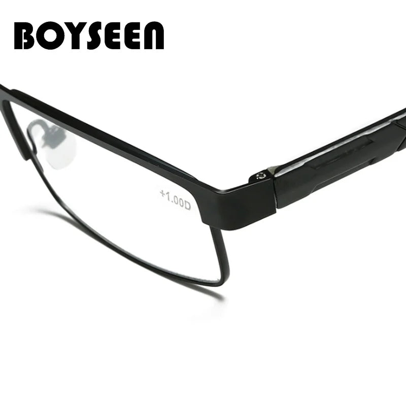 BOYSEEN Men Titanium alloy Reading Glasses Non spherical 12 Layer Coated lenses Retro Business Hyperopia Prescription Eyeglasses
