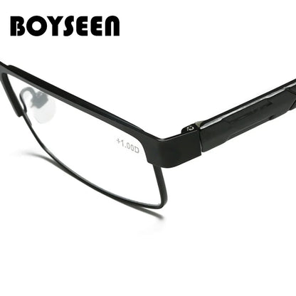 BOYSEEN Men Titanium alloy Reading Glasses Non spherical 12 Layer Coated lenses Retro Business Hyperopia Prescription Eyeglasses
