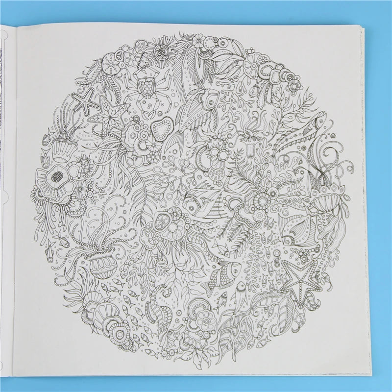 1 Pc 24 Pages Mandalas Flower Coloring Book for Children Adult Relieve Stress Kill Time Graffiti Painting Drawing Art Book