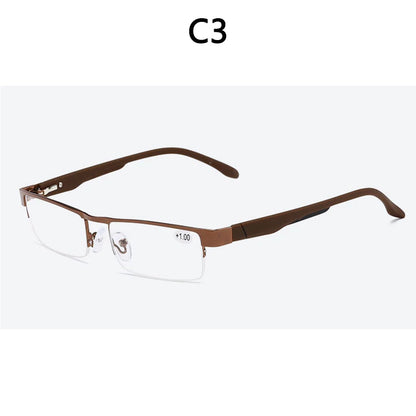 High Quality Men Titanium Alloy Eyeglasses Non Spherical 12 Layer Coated Lenses Reading Glasses+1.0 +1.5 +2.0 +2.5 +3.0 +3.5+4.0