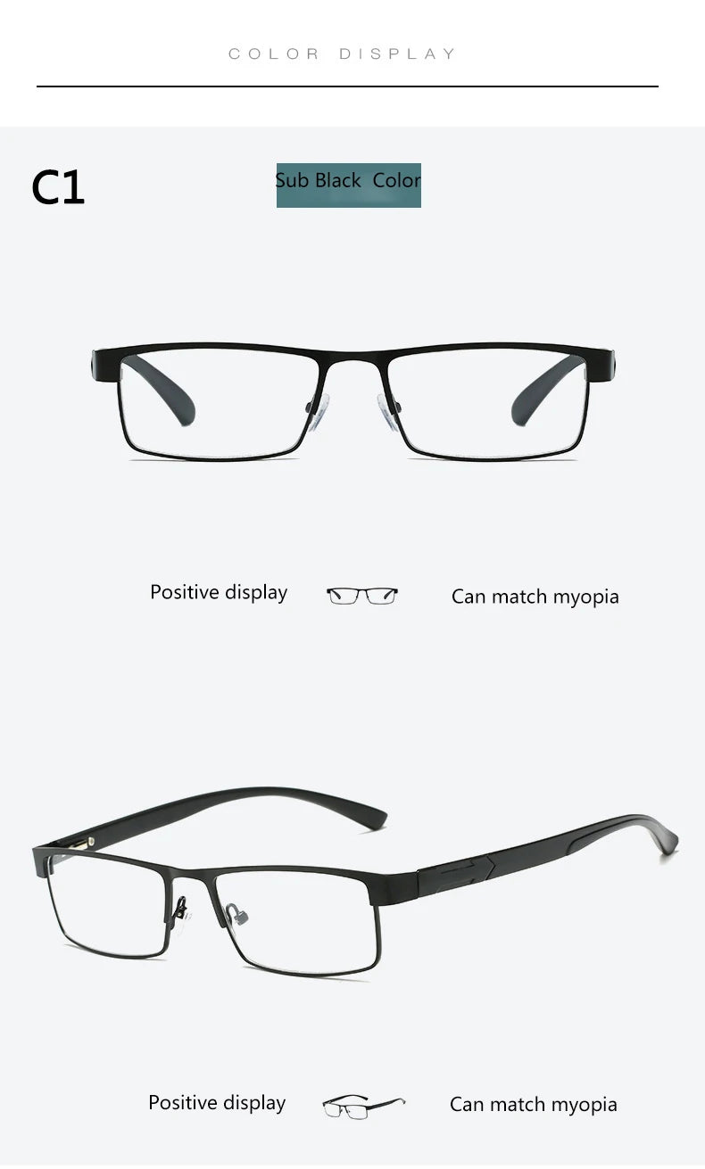 BOYSEEN Men Titanium alloy Reading Glasses Non spherical 12 Layer Coated lenses Retro Business Hyperopia Prescription Eyeglasses