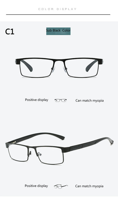 BOYSEEN Men Titanium alloy Reading Glasses Non spherical 12 Layer Coated lenses Retro Business Hyperopia Prescription Eyeglasses