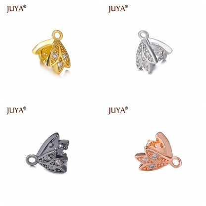 Juya Copper Inlaid Zircon Pinch Bails DIY Supplies For Jewelry Wholesale Crystal Pendant Clip Clasps Clamping Bale Accessories