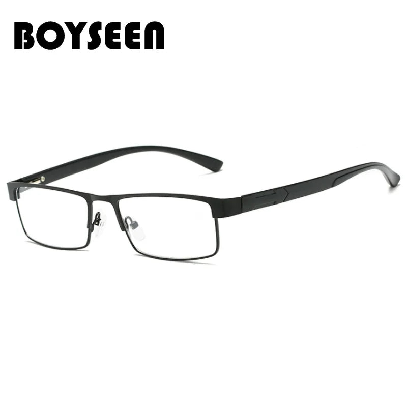 BOYSEEN Men Titanium alloy Reading Glasses Non spherical 12 Layer Coated lenses Retro Business Hyperopia Prescription Eyeglasses