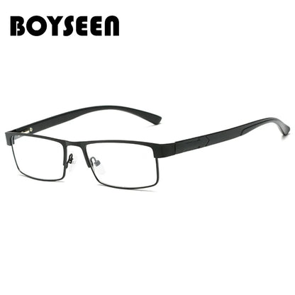 BOYSEEN Men Titanium alloy Reading Glasses Non spherical 12 Layer Coated lenses Retro Business Hyperopia Prescription Eyeglasses