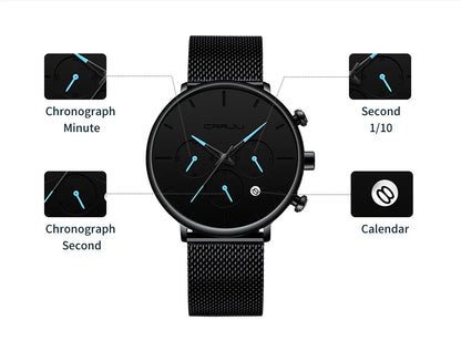 CRRJU Fashion Watch Men Waterproof Slim Mesh Strap Minimalist Wrist Watches For Men Quartz Sports Watch Clock Relogio Masculino