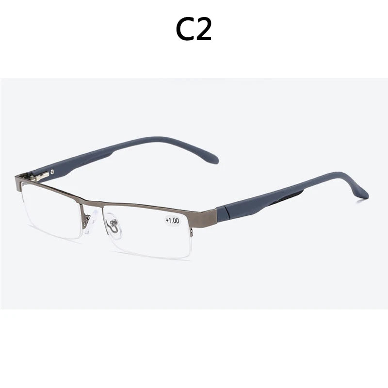 High Quality Men Titanium Alloy Eyeglasses Non Spherical 12 Layer Coated Lenses Reading Glasses+1.0 +1.5 +2.0 +2.5 +3.0 +3.5+4.0