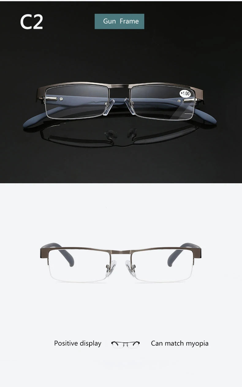 High Quality Men Titanium Alloy Eyeglasses Non Spherical 12 Layer Coated Lenses Reading Glasses+1.0 +1.5 +2.0 +2.5 +3.0 +3.5+4.0