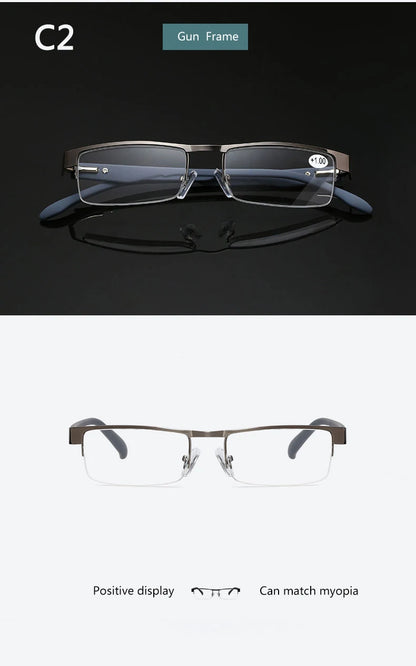 High Quality Men Titanium Alloy Eyeglasses Non Spherical 12 Layer Coated Lenses Reading Glasses+1.0 +1.5 +2.0 +2.5 +3.0 +3.5+4.0