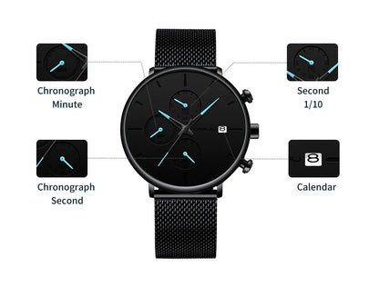 CRRJU Fashion Watch Men Waterproof Slim Mesh Strap Minimalist Wrist Watches For Men Quartz Sports Watch Clock Relogio Masculino