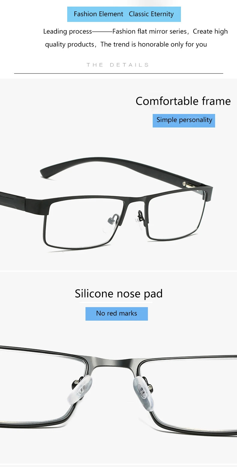BOYSEEN Men Titanium alloy Reading Glasses Non spherical 12 Layer Coated lenses Retro Business Hyperopia Prescription Eyeglasses
