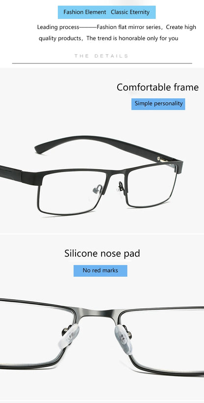 BOYSEEN Men Titanium alloy Reading Glasses Non spherical 12 Layer Coated lenses Retro Business Hyperopia Prescription Eyeglasses