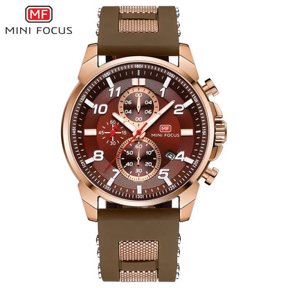 MINI FOCUS Chronograph Quartz Watches Men Blue Silicone Army Sport Top Brand LuxuryWristwatch Man Relogios Masculino Clock 0268