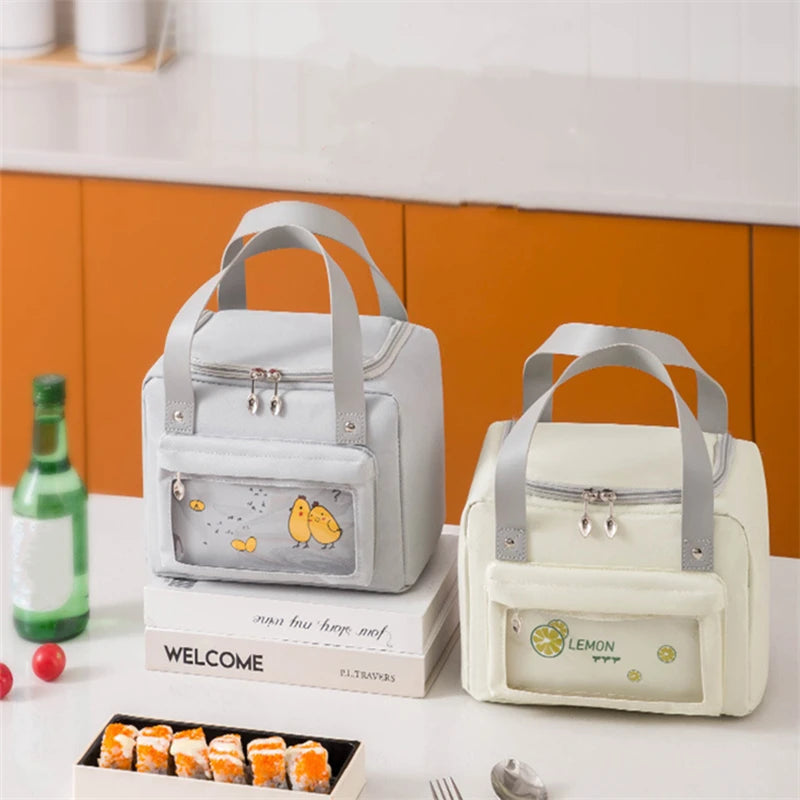 Waterproof Insulated Lunch Box Bags Women's Kids Thermal Bento Cooler Tote Bags for Outdoor Picnic Foods Storage Container