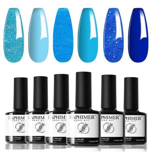 Fashionable 6-color Blue-toned Nail Polish 7ml Soft Gloss Nails