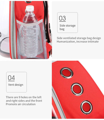 Large Capacity Transparent Outdoor Pet Carrier Bag Portable Cat Dog Tote Backpack Zipper Breathable Sturdy for Travel Transport