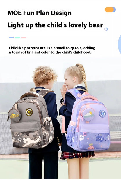 New Fashionable Waterproof Kindergarten Backpack Cute Boy/Girl Design Grade 2 Size Spine Protecting Zipper Closure Polyester