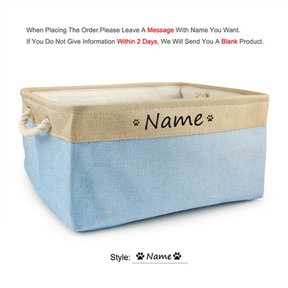 Personalized Dog Toy Basket Free Print Pet Storage Box Cat DIY Custom Name Toys Clothes Accessories Organize Storage