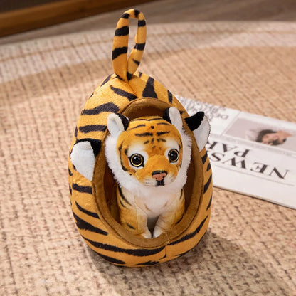 Realistic Wild Animal Stuffed Tiger in Kennel Plush Leopard Giraffe Toy in Lair Cute Spotted Puppy in Doghouse Fast Shipping
